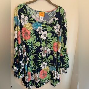 Pretty Ruby Road plus-size 3X Floral Top